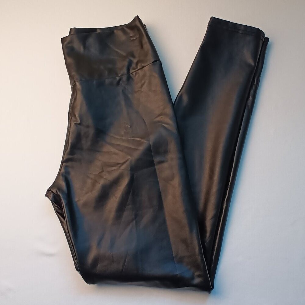 Unbranded Womens Mid Rise Skinny Faux Leather Leggings Size XS Black Whimsigoth